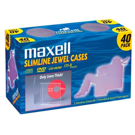Maxell Jewel Cases 40-Pack Slim Line - Clear, 5mm