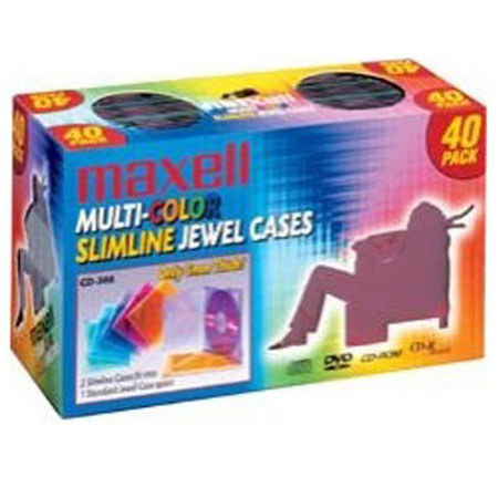 Maxell Jewel Cases 40-Pack Slim Line - Assorted Colors