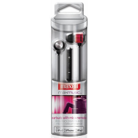 Maxell FW300P iPhone Flatwire Earbuds with Inline Mic & Remote, Pink