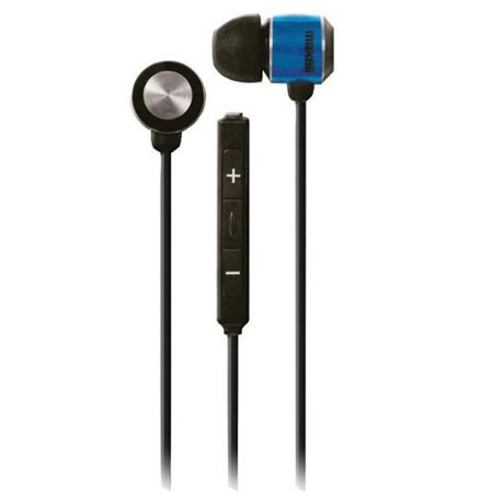 Maxell FW300P iPhone Flatwire Earbuds with Inline Mic & Remote, Blue