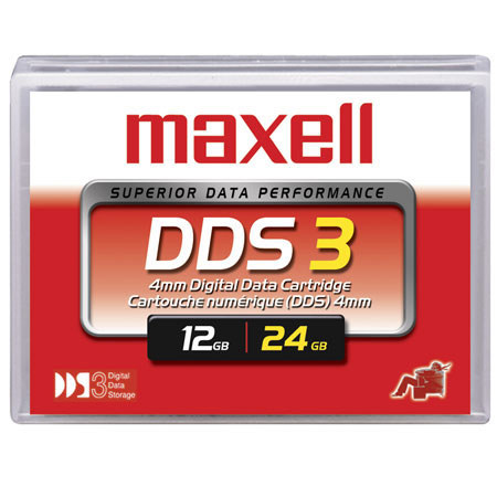 Maxell HS-4/125s 4mm DAT DDS-3 Data Tape Cartridge, 12/24GB Capacity