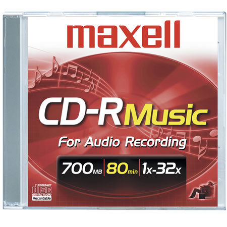 Maxell CD-R 80 32x Music Gold with Jewel Case for Audio Recording