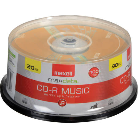 Maxell Max Data CD-R 80 32x Music Gold for Audio Recording, Spindle Pack of 30