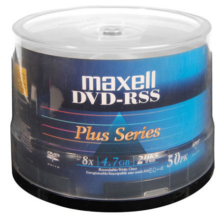 Maxell DVD-R Thermal Printable 8x Plus Series Recordable Disc, Shiny Silver