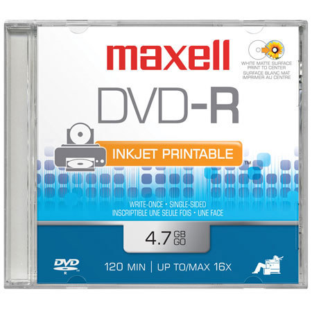 Maxell DVD-R Matte White Inkjet DVD Recordable Disc