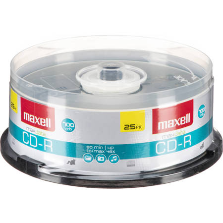 Maxell 700MB CD-R Write Once Recordable Disc, 25 Pack