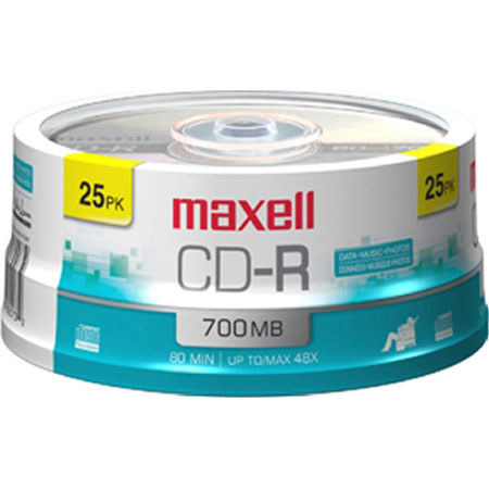 Maxell CD-R 700MB 48x Recordable Compact Disc, Pack of 25