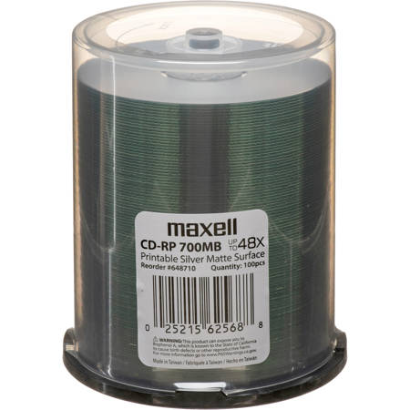 Maxell CD-R 700MB Write Once Silver Matte Recordable Compact Discs, 100 Pack