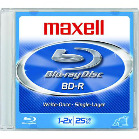 Maxell BD-R 25GB Write Once Blu-ray Disc, 1-2x Speed