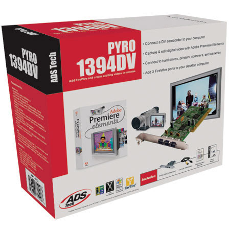 ADS Tech Pyro 1394 DV with Adobe Premiere Elements (PC) Full Version, for Windows