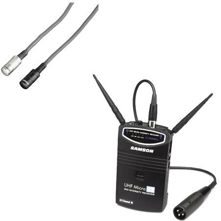 Samson UHF Micro 32 Channel Camera System with Sony ECM-77 Wired Lavalier Mic