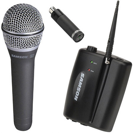 Samson Airline Series Wireless Handheld Mic System with AX1 Plug-in Handheld Transmitter, AR1 Receiver (Channel U1/801.375 MHz) , Q7 Mic and Power Supply