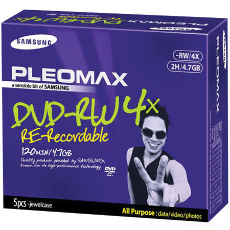 Samsung DVD-RW Rewritable Media, 5 Pack in Jewel Case