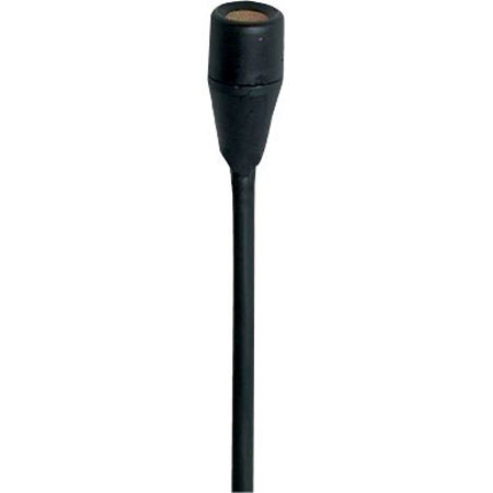 Shure MC51B Black Cardioid Sub-Miniature Condenser Wired Lavalier Microphone with In-Line Preamplifier.