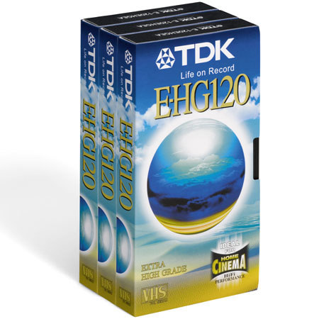 TDK T-120 EHG VHS Video Tape 3 Pack