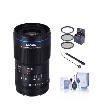 Venus Laowa 100mm f/2.8 Manual Aperture 2x Ultra Macro APO Lens for Canon EF, Bundle with ProOptic 67mm Filter Kit, Cleaning Kit, Lens Cap Tether