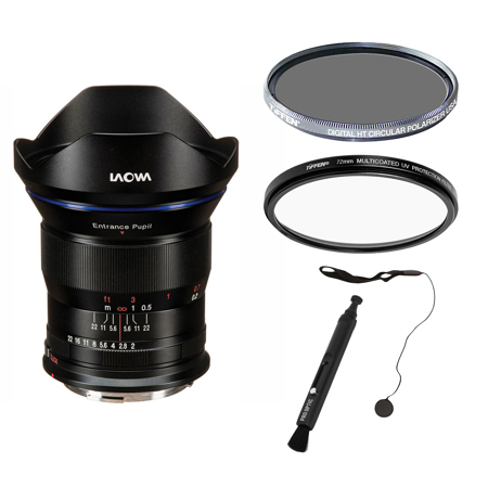 Venus Laowa 15mm f/2 FE Zero-D Lens for Canon RF, Bundle with Tiffen 72mm UV and CPL Filters, Lens Cap Tether and Lens Cleaner