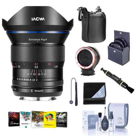Venus Laowa 15mm f/2 FE Zero-D Lens for Sony E, Bundle with ProOptic 72mm Filter Kit, Cleaning Kit, PC Software Kit, Lens Changing Kit Adapter, Lens Cap Tether, Lens Cleaner