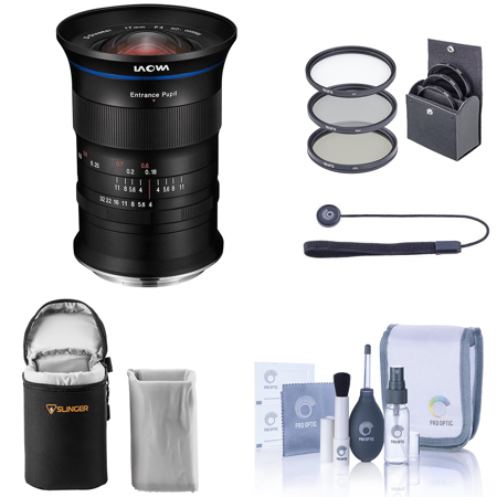 Venus Laowa 17mm f/4 Zero-D Lens for GFX Medium Format System, Bundle with ProOptic 86mm Essentials Filter Kit, Lens Case, Cleaning Kit, Lens Cap Tether