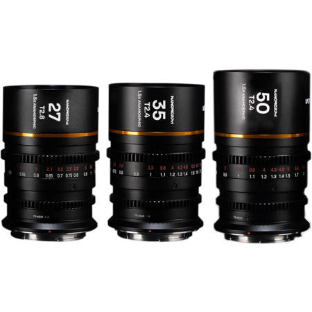 Venus Laowa Nanomorph S35 Prime 3-Lens Bundle for Leica L, Amber Flare