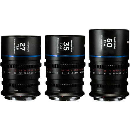 Venus Laowa Nanomorph S35 Prime 3-Lens Bundle for Micro Four Thirds, Blue Flare