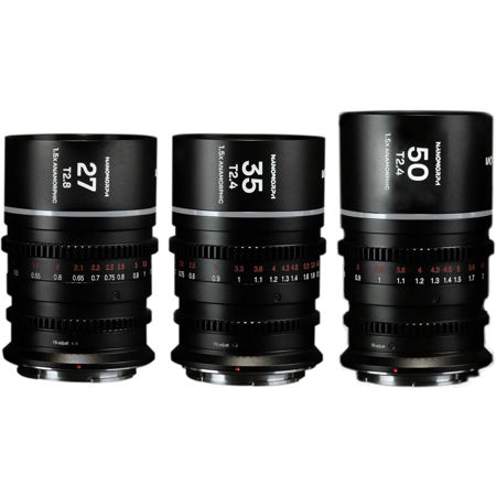 Venus Laowa Nanomorph S35 Prime 3-Lens Bundle for Canon RF, Silver Flare