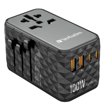 Verbatim UTA-06 GaN III 100W Universal Travel Adapter