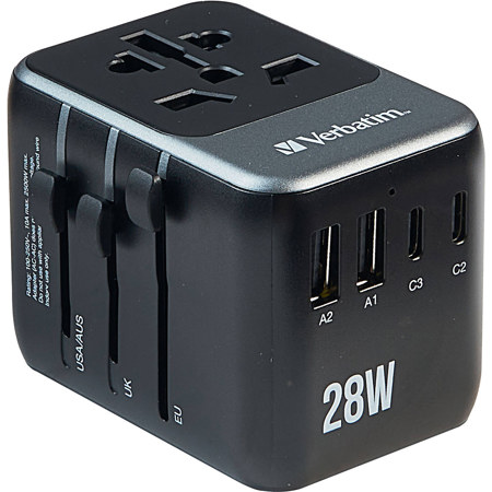 Verbatim UTA-07 28W 5-Port USB-C and USB-A Universal Travel Adapter