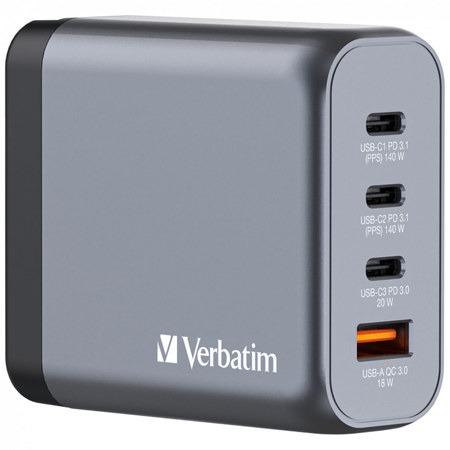 Verbatim 140W 4-Port GaN Wall Charger