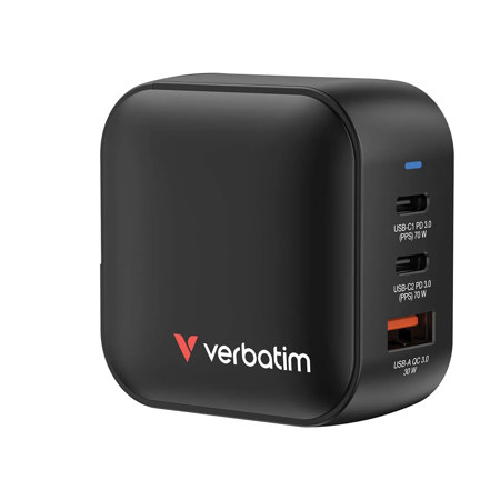 Verbatim 70W 3-Port USB Mini GaN Wall Charger