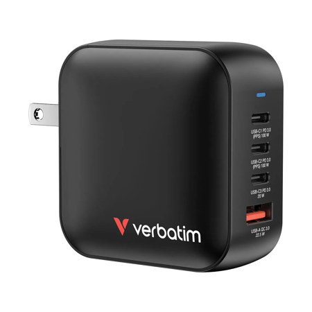 Verbatim 100W 4-Port USB Mini GaN Wall Charger