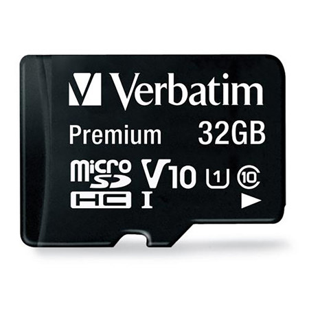 Verbatim Premium UHS-I V10 microSDXC Memory Card with SD Adapter, Black