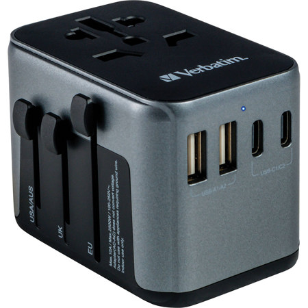 Verbatim UTA-03 30W 5-Port USB-C and USB-A Universal Travel Adapter
