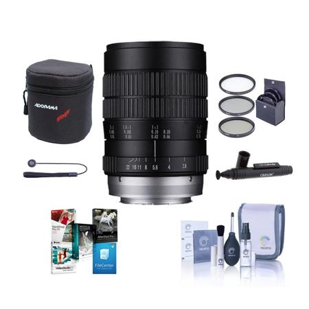 Venus Laowa 60mm f/2.8 2X Ultra Macro Lens for Sony E, Bundle with ProOptic 62mm Filter Kit, Cleaning Kit, Software Kit, Lens Cap Tether, Lens Cleaner
