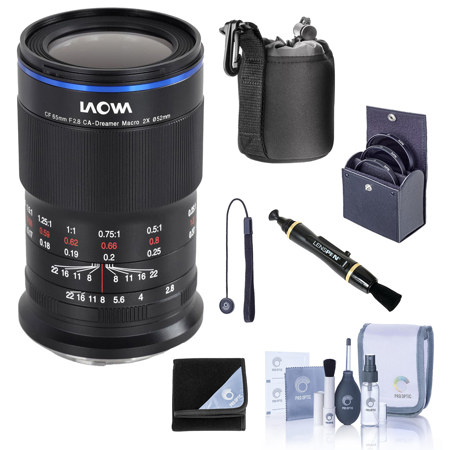 Venus Laowa 65mm f/2.8 2X Ultra Macro APO Lens for Canon EF-M, Bundle with ProOptic 52mm Filter Kit, Cleaning Kit, Lens Cap Tether, Lens Cleaner