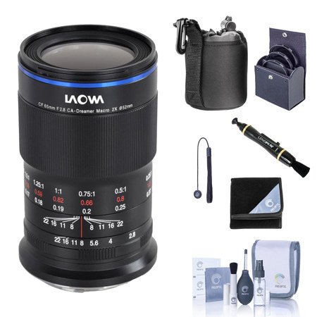 Venus Laowa 65mm f/2.8 2X Ultra Macro APO Lens for Fujifilm X, Bundle with ProOptic 52mm Filter Kit, Cleaning Kit, Lens Cap Tether, Lens Cleaner