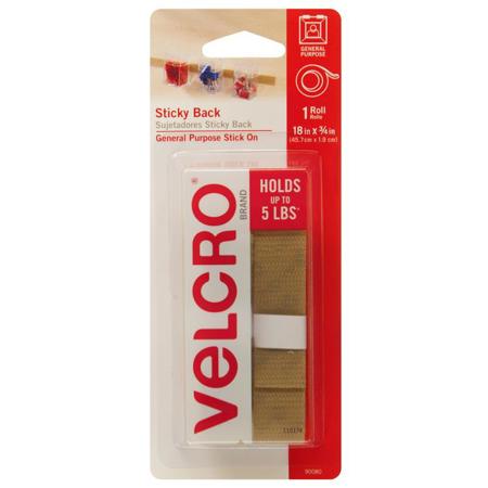 VELCRO Brand Sticky Back Tape, 18" x 0.75" Size, Beige
