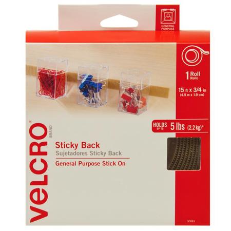 VELCRO Brand Sticky Back Hook and Loop Tape, 0.75" x 15' Size, Beige