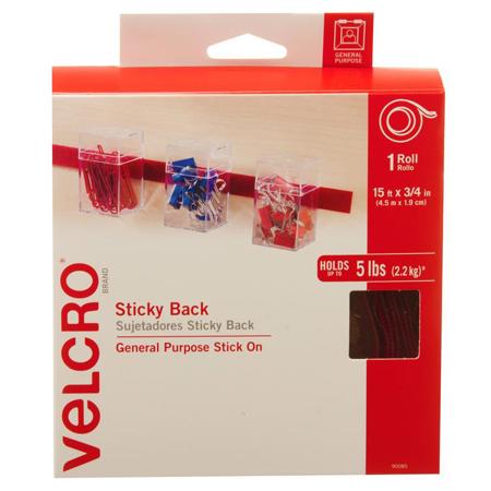 VELCRO Brand 15' x 3/4" Sticky Back Tape, Red