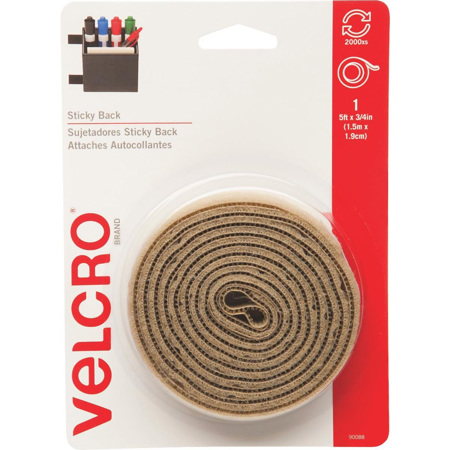 VELCRO Brand Sticky Back Tape, 3/4" x 5' Size, Beige