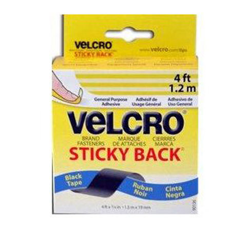 VELCRO Brand Sticky Back Tape, 4' x 3/4" Size, Black