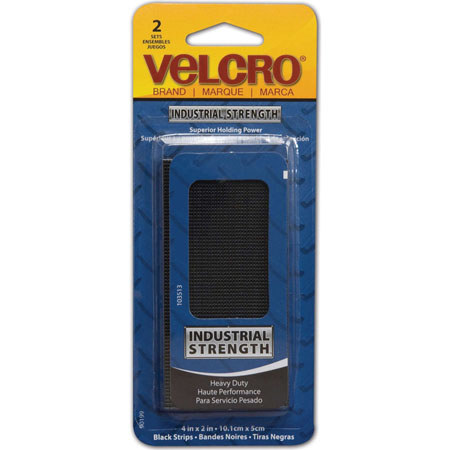 Velcro Industrial Strength 4" x 2" Hook and Loop Fastener Strips, 2 Sets, Black