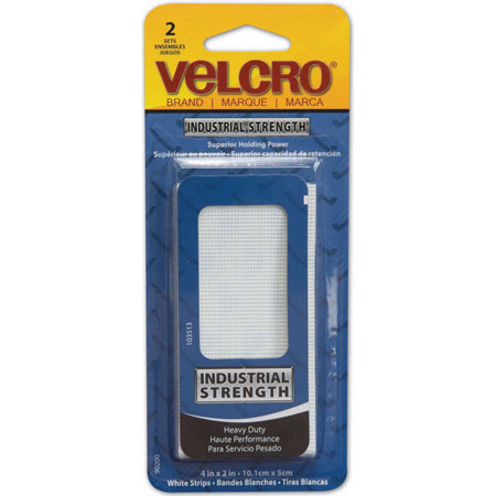 Velcro Industrial Strength 4" x 2" Hook and Loop Fastener Strips, 2 Sets, White