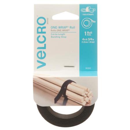 VELCRO Brand 3/4" x 4' One Wrap Strap, Black