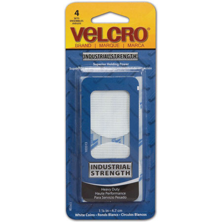 VELCRO Brand Industrial Strength 1-7/8" Coins, 4 Sets, White