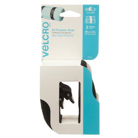 VELCRO Brand 2" x 36" Velstrap Strap, 2 Pack, Black