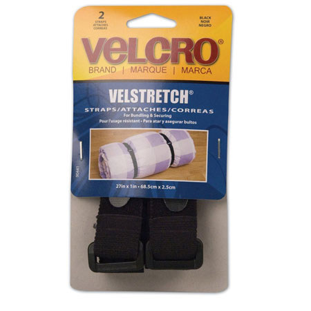 VELCRO Brand 1" x 27" Velstretch Strap, 2 Pack, Black