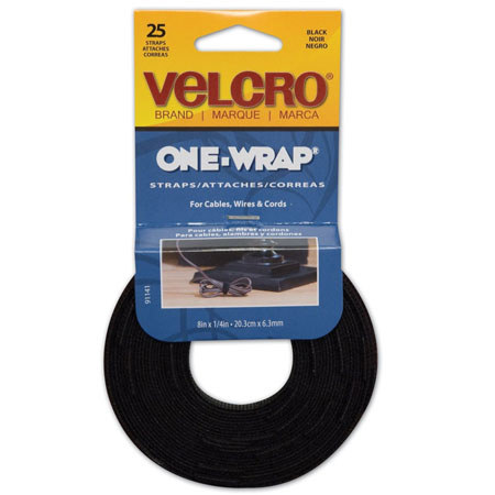 VELCRO Brand ONE-WRAP 8 x 0.25" Straps, 25 Pack, Black