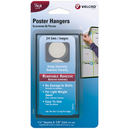 VELCRO Brand Removable Poster Hangers, 24 Count