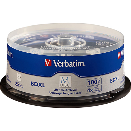Verbatim M DISC BDXL 100GB 6x Blu-ray Disc w/Branded Surface, 25-Pack Spindle